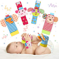 LAMMAZ Baby Soft Rattle,Baby Infant Wrists Rattle and Foot Rattles Finders Socks Set,Hand Arm Rattle Ring,Feet Ankle Wear for Newborn Baby Boys & Girls