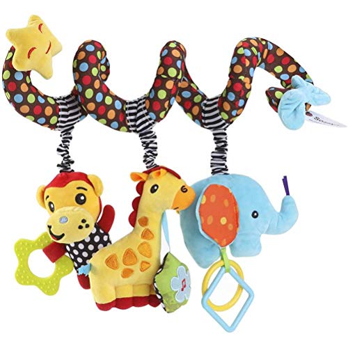 Gefemini Cartoon Hanging Spiral Toys for Cradle Baby Wrap Around Spiral Pram Toy Car Seat Toy Development Toy