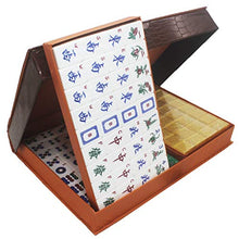Load image into Gallery viewer, CMZ Mahjong Set MahJongg Tile Set English Mahjong, Large Mahjong Travel Mahjong, Mahjong with Leather Box with English Manual, Crystal Mahjong Tiles Chinese Mahjong Game Set
