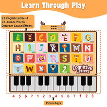 Load image into Gallery viewer, Hautton Kids Piano Mat, 39.4 X 28.2&quot; Musical Keyboard Playmat Dance Mat with Letters Words and 6 Instrument Sounds Animal Touch Play Blanket, Early Education Toy Gift for Girls Boys
