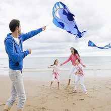 Load image into Gallery viewer, LOadSEcr Whale Kite, Kite for Kids and Adults, 3D Soft Whale Frameless Flying Kite Outdoor Sports Toy Children Kids Funny Gift for Children Outdoor Game White-Blue
