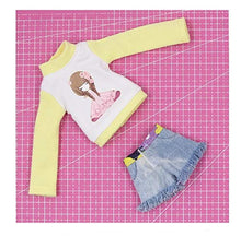 Load image into Gallery viewer, Studio one Yellow Casual Long Sleeve t-Shirt Jean Short Pants Clothes for Blythe Doll 1/6 bjd 12 inch Doll
