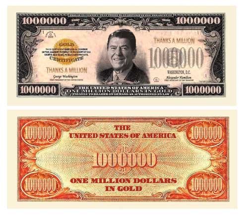Set of 50 - Thanks A Million Dollar Bill Ronald Reagan