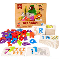 Alphabets and Numbers Flash Cards Set,Plastic Letters and Numbers Animal Jigsaw Puzzle Card Board Matching Puzzle Game Preschool Educational Montessori Toys Gift for Toddlers Kids Boys Girls 3+ Years