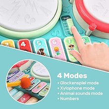 Load image into Gallery viewer, Besandy Drum Toys Set with Light 5 in 1 Musical Instruments Toys - Kids Electronic Piano Keyboard - Xylophone for Suitable for Children Over 12 Years Old
