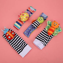Load image into Gallery viewer, Yencoly Infant Sock Hanging Toy, Cute Shapes Cloth Bright Colors Environmentally Friendly Healthy Small Rattle Baby Wrist Strap, for Baby Infant(A Set of Wristband Socks)
