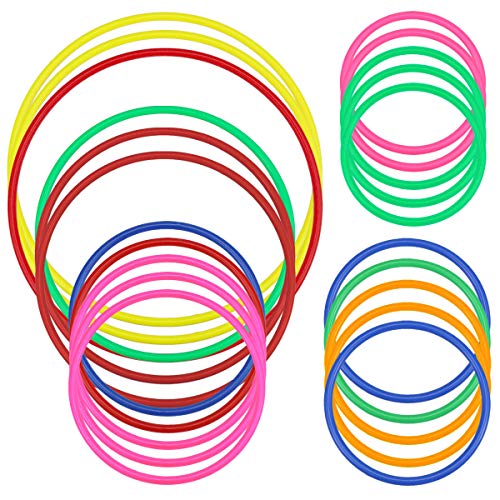 Hysagtek 21 Pcs Plastic Toss Rings Carnival Rings Toss Game for Kids Fun Target Toys, Party Favor Games, Speed and Agility Practice Games, Multicolor (5 Sizes)