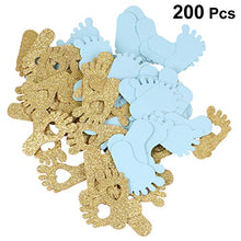 Load image into Gallery viewer, NUOBESTY 200pcs Baby Shower Paper Table Confetti Glitter Table Scatters Footprint Confetti Party Decor for Baby Shower Party Infant Birthday Party Decoration (Blue+Golden)
