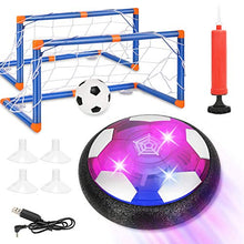 Load image into Gallery viewer, Kids Toys Hover Soccer Ball Set with 2 Goals, Fixget Rechargeable USB Floating Air Soccer with LED Light and Upgraded Bumper, Perfect Time Killer for Boys Girls Indoor Games Birthday Christmas Party
