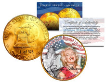 Load image into Gallery viewer, 1976 Marilyn Monroe 24K Gold Plated IKE Dollar Each Coin Serial Numbered of 376
