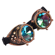 Load image into Gallery viewer, FOCUSSEXY Steampunk Goggles Kaleidoscope Rave Rainbow Crystal Lenses
