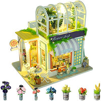 SYW DIY 2-Layer Gardening House Model Rooftop Sunshine Botanical Garden Flower House DIY Wooden Green House Flower Shop Doll House Kit Craft Gift Puzzle Toys