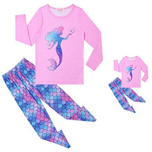 Load image into Gallery viewer, Mermaid Pjs for Girls Matching 18-inch Dolls Cotton Pjs Set, Size 10 11
