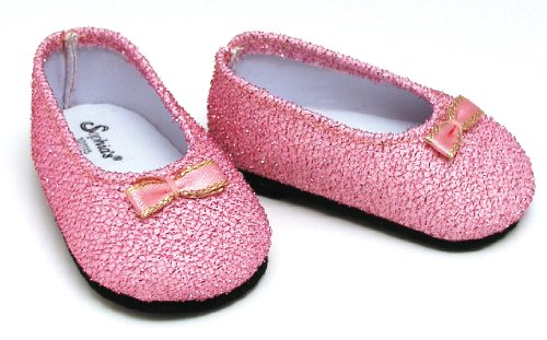 Light Pink Glitter Shoes, Fits 18 Inch American Girl Dolls, Doll Accessories
