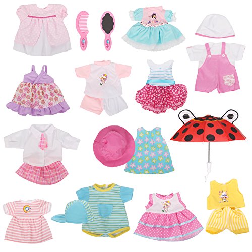 Huang Cheng Toys 12 Pcs Set Handmade Lovely Baby Doll Clothes Dress Outfits Costumes For 14 To 15 In