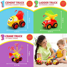 Load image into Gallery viewer, Toys for a 2 Year Old Boy - 3 Friction Powered Trucks for 2+ Year Old Boys, Push &amp; Go Cars Cartoon Construction Vehicle Set - Best Toddler Boys Toys &amp; Toy Trucks, Play Pull Back Car, Idea
