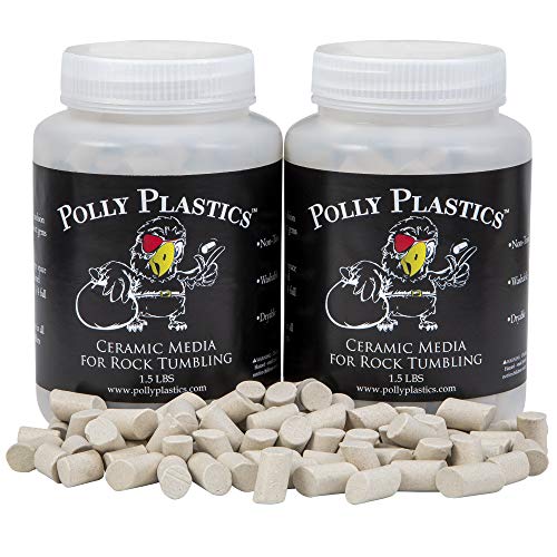 Polly Plastics Rock Tumbling Ceramic Filler Media (Large Cylinder Size) Non-Abrasive Ceramic Pellets for All Type Tumblers (3 lbs)