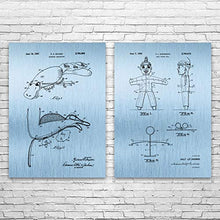 Load image into Gallery viewer, Puppet Patent Prints Set of 2, Ventriloquist Gift, Toy Store Art, Puppeteer Gift, Puppet Blueprint, Retro Puppet Blue Steel (8 inch x 10 inch)

