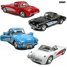 Load image into Gallery viewer, Set of 4: 5&quot; 1957 Chevy Corvette 1:34 Scale (Black/Blue/Red/White) by Kinsmart

