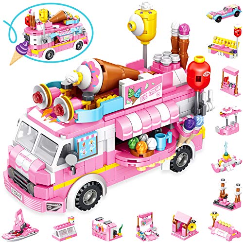 LUKAT STEM Building Sets for Girls, 553 PCS Ice Cream Trucks Toys for 6 Year Old Kids, 25 Models Food Cars Construction Building Block Kits, Educational Toys Gifts for Age 6-12 + Year Old Kids