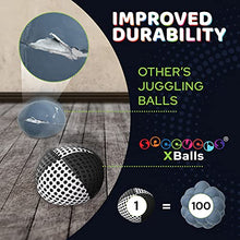 Load image into Gallery viewer, Speevers Juggling Balls for Beginners and Professionals Set of 3, 14 Colors Available, 2 Layers of Net and Carry Case, Xballs Juggling Balls (Black - White, 3.9 oz)
