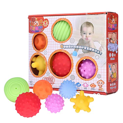 GLOGLOW Children Educational Ball Toy, 6pcs Baby Gripping Ball Soft Sensory Hand Ball Set Colorful Silicone Children Early Learning Toys
