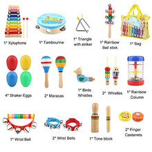 Load image into Gallery viewer, Bukm Kids Musical Instruments, Musical Toys for Toddlers, 25 Pcs Wooden Musical Percussion Instruments, Preschool Educational Learning Tambourine Xylophone Toys for Toddlers Kids Children with Storage

