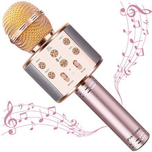 Load image into Gallery viewer, Microphone for Kids Karaoke Microphone Kids Girl Gifts for Age 4 5 6 7 8 9 Year Old Handheld Wireless Bluetooth Microphone Home Party Favor Mic Microphones Kids Christmas Birthday Gifts (Rose Gold)
