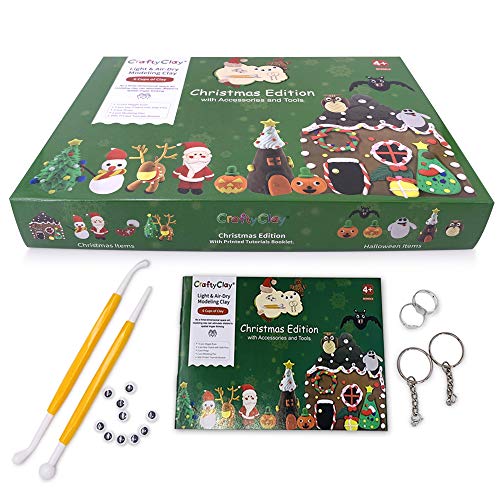 The Halloween & Christmas Craft Set for Kids, 24 Color Air Dry Clay Set for Kids, Winter Holidays Craft Kit for Kids