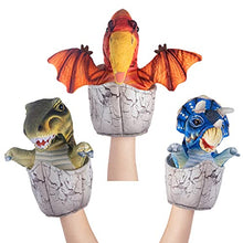Load image into Gallery viewer, My OLi 9.5Plush Dinosaur Hand Puppet Bundle 3 Pack of Stuffed Dinosaur with Egg for Creative Role Play Gift for Kids Toddlers Birthday Party Favor Supplies,Imaginative Play
