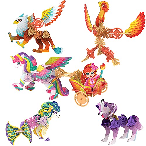 PINXIES Magical Friends | Build-Your-Own Magical Animals Play Set, Kids 3D Puzzle Unicorn Toy - STEM Girl Toys Ages 6-7 and Up