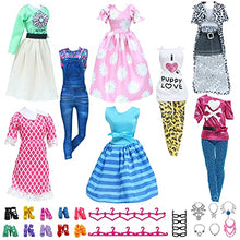 Load image into Gallery viewer, 38 Pcs Doll Clothes and Accessories for 11.5 inch Doll Include 3 Fashion Dress 4 Casual Outfits 1 Jumpsuit and 10 Hangers 10 Shoes 6 Necklaces 4 Glasses for Children
