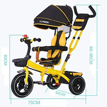Load image into Gallery viewer, Moolo Children Kids Trike Tricycle Swivel Seat Reclining Backrest 4 in 1 Awnings Canopy Outdoor Boys Girls 1-3-6 Years (Color : Yellow)
