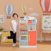 Load image into Gallery viewer, Teamson Kids Little Chef Florence Classic Kids Play Kitchen Toddler Pretend Play Set with Accessories, 2 Drawers, and Clock Coral Red Twilight
