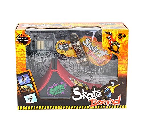 Aimeely Kids Stunt Finger Skateboard Playset Skate Ramp with Accessories Educational Gift 2#