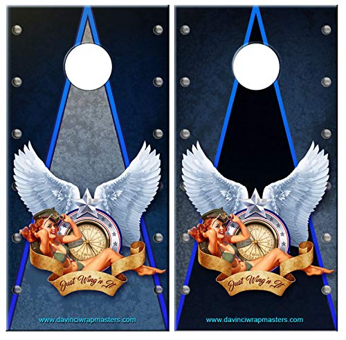DaVinci Wrap Masters 'Just Wing'n it' Laminated Vinyl Corn Hole Board Decals.
