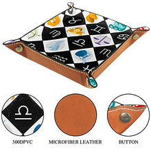 Load image into Gallery viewer, Folding Portable PU Leather Dice Tray Dice Rolling Tray Holder Storage Box for RPG DND Dice Tray and Table Games, Zodiac Astrology Horoscope Constellation Stars
