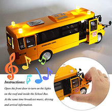 Load image into Gallery viewer, Tipmant Alloy School Bus Model Toys Pull Back Vehicle Car Broadcasting Sound &amp; Music, Lights, Moveable Doors Kids Birthday
