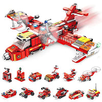 VATOS STEM Building Toys - 572 PCS City Fire Plane Blocks Set for 6 Year Old Boys 25-in-1 Engineering Building Bricks Fire Vehicle Blocks Kits Best Gift for Kids Aged 7 8 9 10 11 12 Yr Old Boys Girls