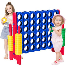Load image into Gallery viewer, COSTWAY Jumbo 4-to-Score Giant Game Set, 4 in A Row for Kids and Adults, 3.5FT Tall Indoor &amp; Outdoor Game Set with 42 Jumbo Rings &amp; Quick-Release Slider, Perfect for Holiday Party &amp; Family Game, Red
