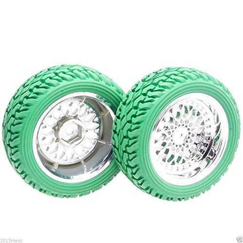 RC 2084-8019 Plating Wheel & Rally Tires Green For HSP 1:10 On-Road Rally Car