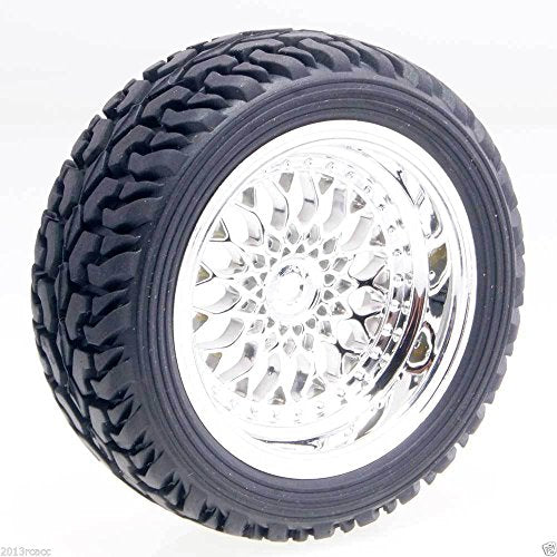 Toyoutdoorparts RC 2084-8019 Plating Plastic Wheel & Rally Tires for HSP 1:10 On-Road Rally Car