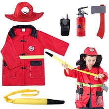 Load image into Gallery viewer, iPlay, iLearn Kids Fire Chief Costume, Halloween Fireman Dress Up Set, Fire Fighter Outfit, Pretend Role Play Firefighter Gifts for 3, 4, 5, 6 Year Old Toddler

