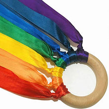Load image into Gallery viewer, FUNZZY Rainbow Ribbon Playing Toy Funny Wood Circle Game Rattle Toy Party Gifts for Kids (10cm Dia)
