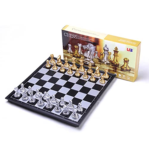 LINGOSHUN Chess Board Set Folding,Travel Magnetic Chess Piece Set for Kids/Adult,Chess Training Game for Entertainment/A / 2525cm/9.89.8in
