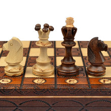 Load image into Gallery viewer, Wegiel Handmade Junior European International Chess Set - 16 Inch Folding Wooden Board &amp; Pieces
