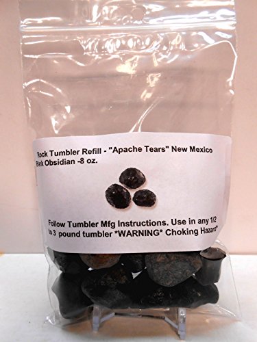 Rock Tumbler Gem Refill Kit New Mexico Apache Tears Black Obsidian (Volcanic Glass) Mix Rough 8 oz