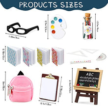 Load image into Gallery viewer, 14 Pieces Mini Doll School Supplies for 11.5 inch Doll , Includes Mini Doll Backpack Glasses Blackboard Miniature Books Paper Clipboard Pencil Doll Rulers Doll Accessories(Chic Style)
