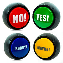 Load image into Gallery viewer, Yes No Button &amp; Maybe Sorry Button - Dog Buttons for Communication - Yes No Button with sound - Answer Buzzers Set of 4 - Dog Talk Button - Sound Button - Dog Talking Button Set - No Button Yes Button
