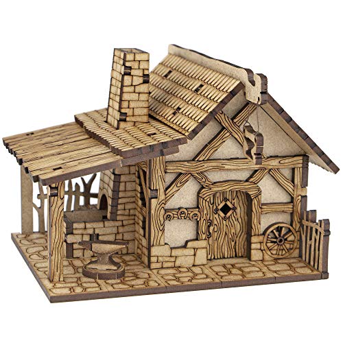 TowerRex Smithy D&D Miniatures Wooden Laser Cut Fantasy Terrain 28mm Scale for Dungeons & Dragons Pathfinder Other Tabletop RPG